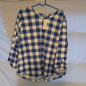 Blue and White Checkered Blouse